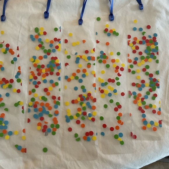 9"  LAMINATED BOOKMARKS Set Of  Five Colorful Confetti Ribbon Top - Picture 4 of 6